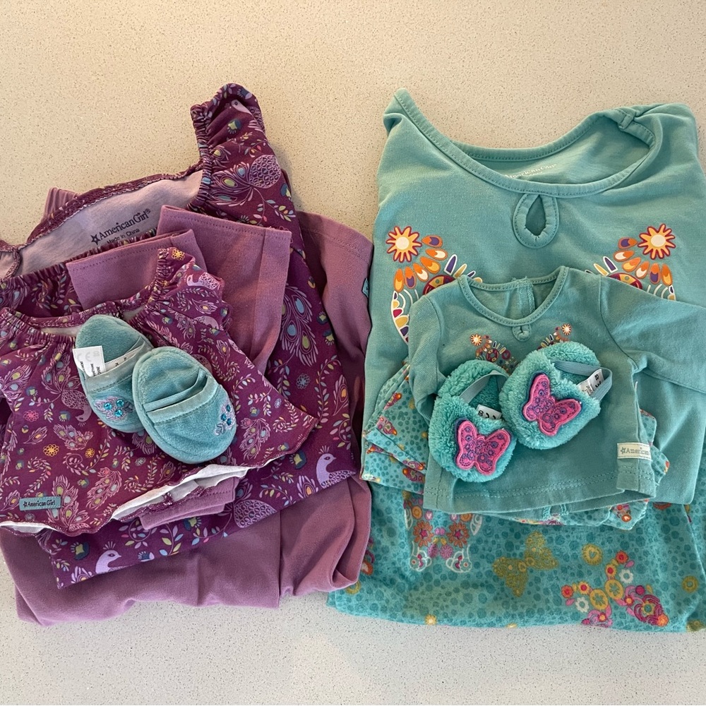 American Girl doll and girl pajama set bundle. Girl size 7/8 (S)